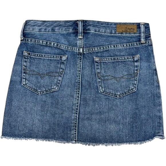 Polo Ralph Lauren Denim 5 Pocket Mini Jean Skirt Frayed Hem Large 12/14 - Picture 3 of 3